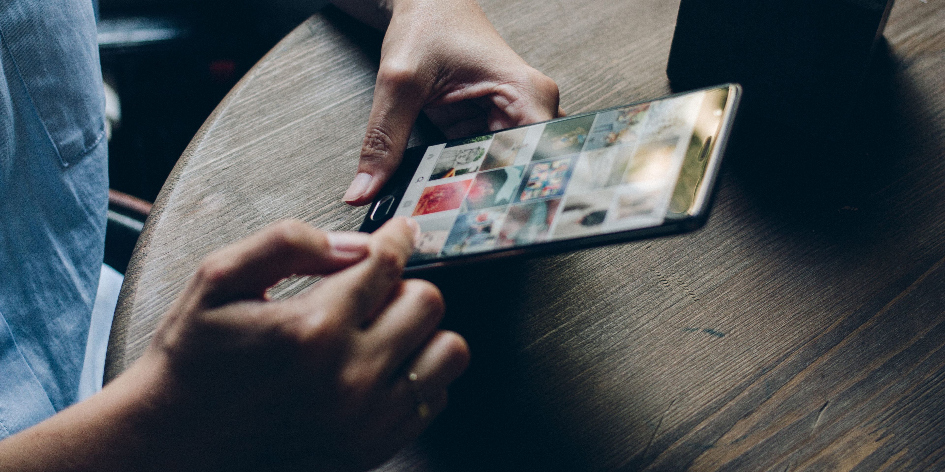 Woman looking at instagram on mobile